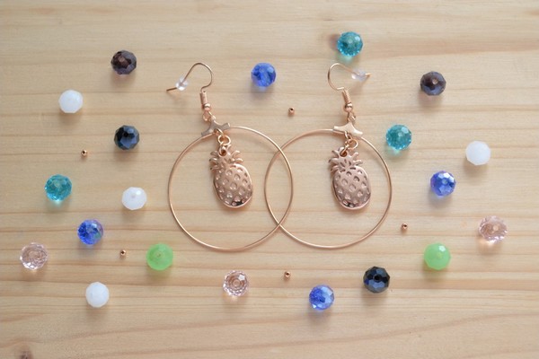 choix coloris perles pour boucles d'oreilles ananas rose gold