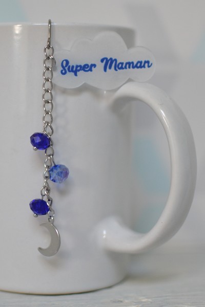 boule à thé "Super Maman" nuage et lune bleu